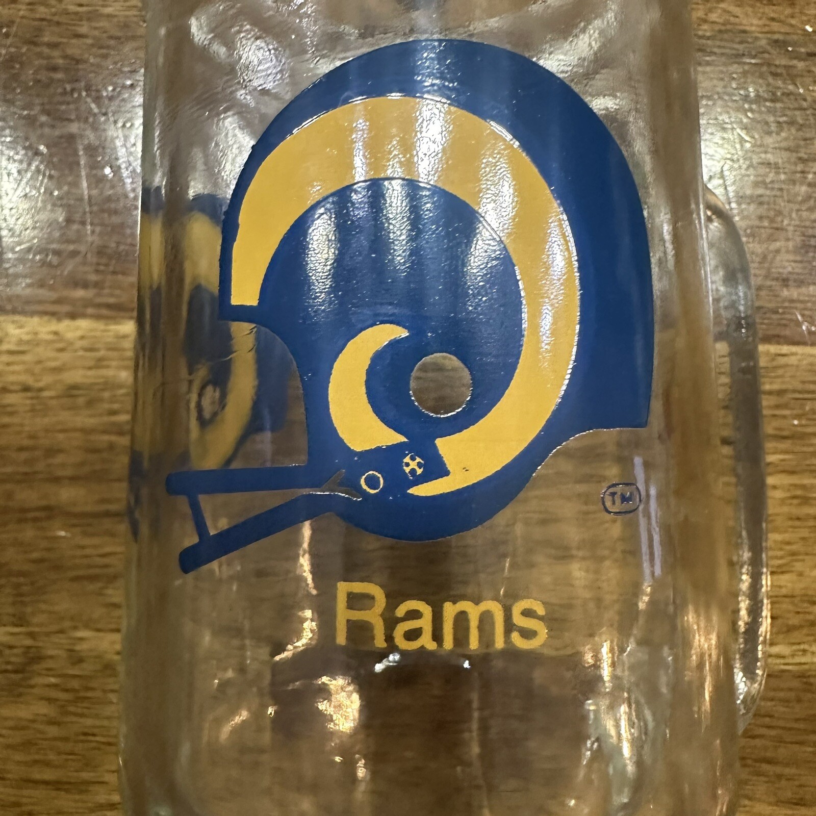 Vintage Rams Cup 80’s NFL Team Fisher Nuts Tall Heavy Glass Mugs Helmet