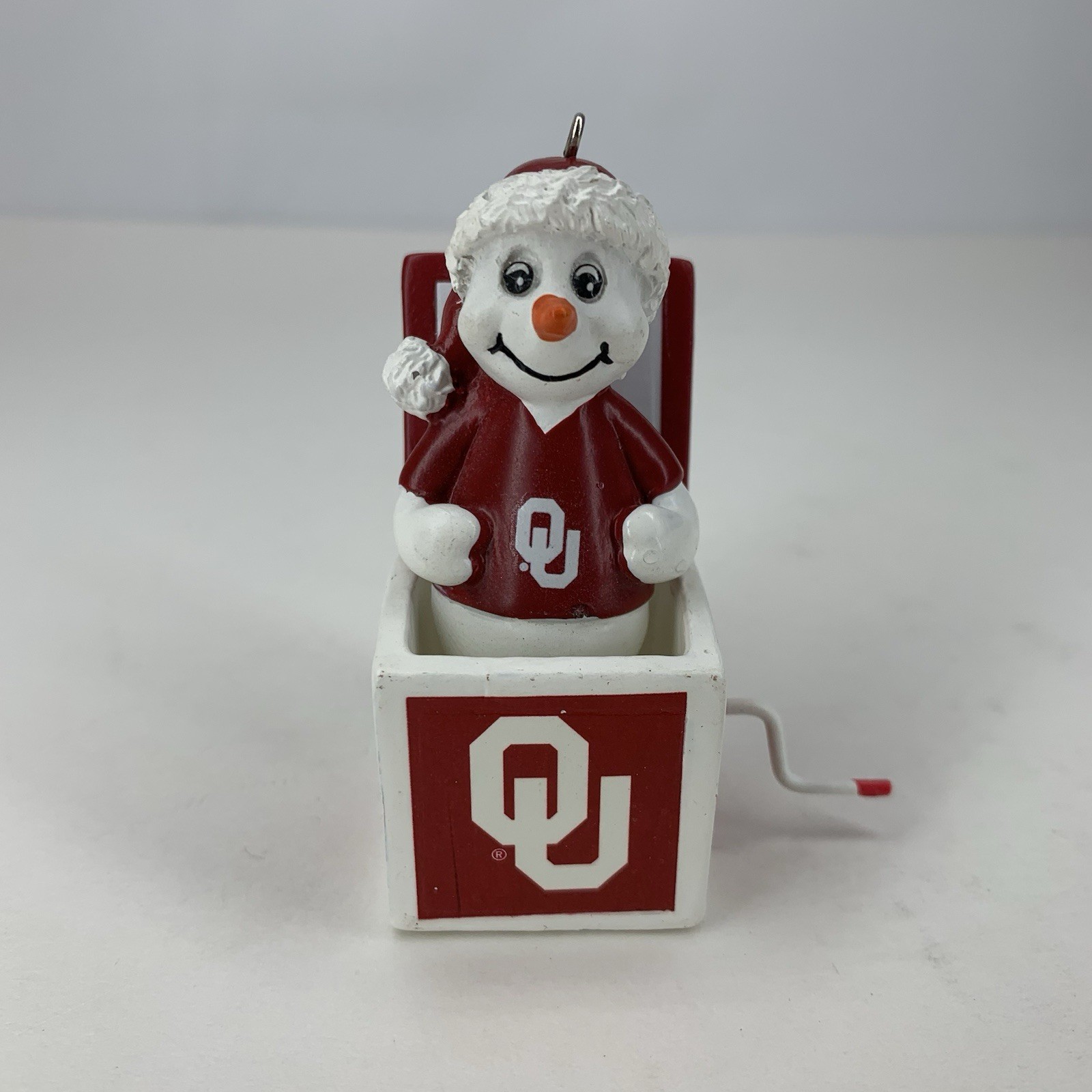 OU Oklahoma Sooners Jack In The Box Christmas Ornament 2.75″ Snowman Decor