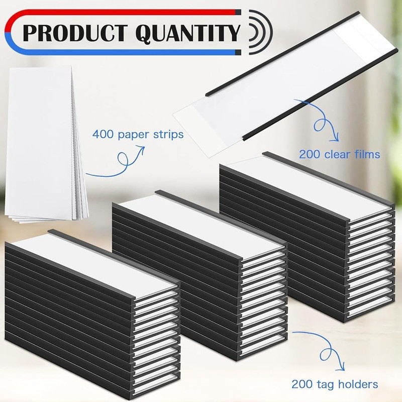 Magnetic Label Holders W/ Protective Films & Replacement Paper Organization New