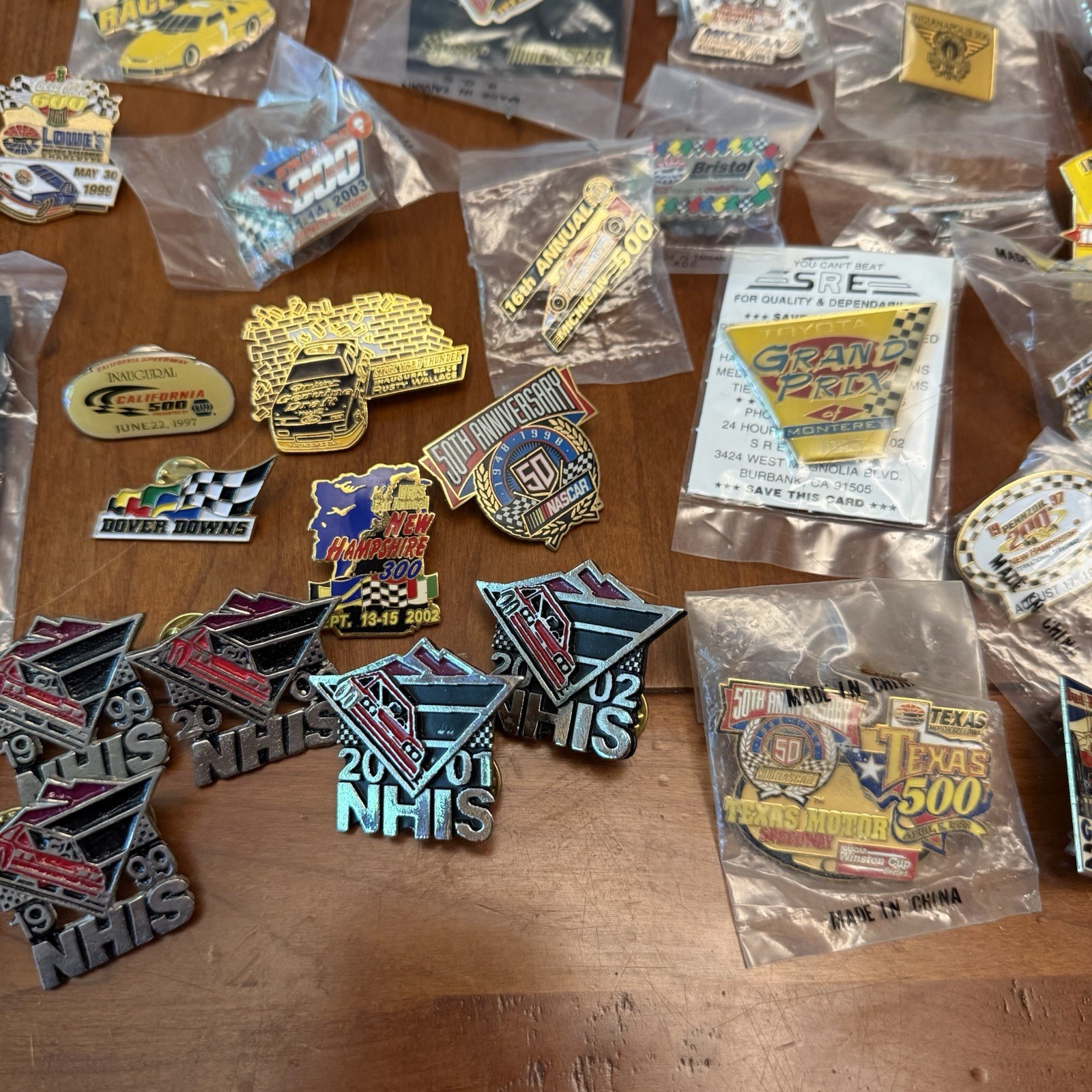 Lot of 200+ Vintage NASCAR Pins Daytona Indy Racing Race Car Bulk Lot Enamel