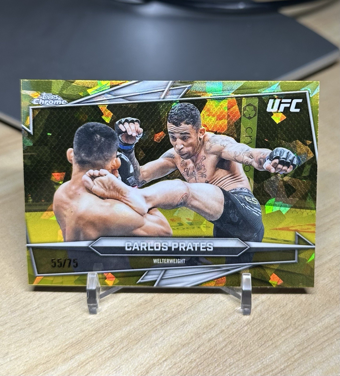 2026 Topps Chrome Sapphire UFC CARLOS PRATES YELLOW SAPPHIRE # 55/75 #123