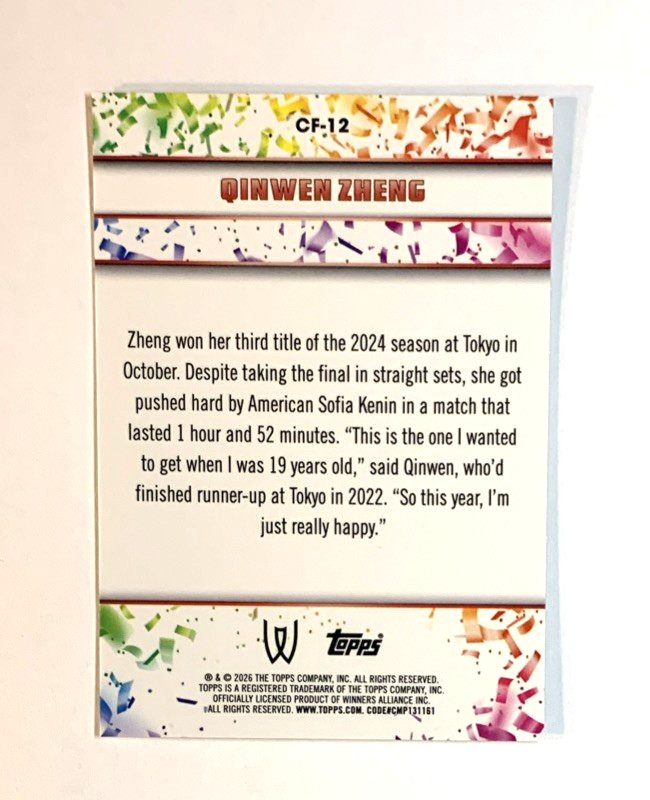 2026 TOPPS GRAPHITE TENNIS CONFETTI CF-12 QINWEN ZHENG SSP CASE HIT–SHIPS FAST!