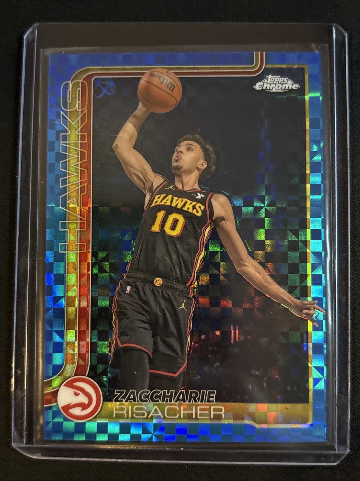 🔥Zaccharie Risacher 2025-26 Topps Chrome #2 Blue X-Fractor Hawks SSP