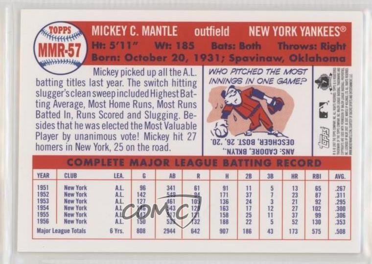 2007 Topps Target Factory Set Mantle Relic Mickey Mantle #MMR-57 HOF 1ph4