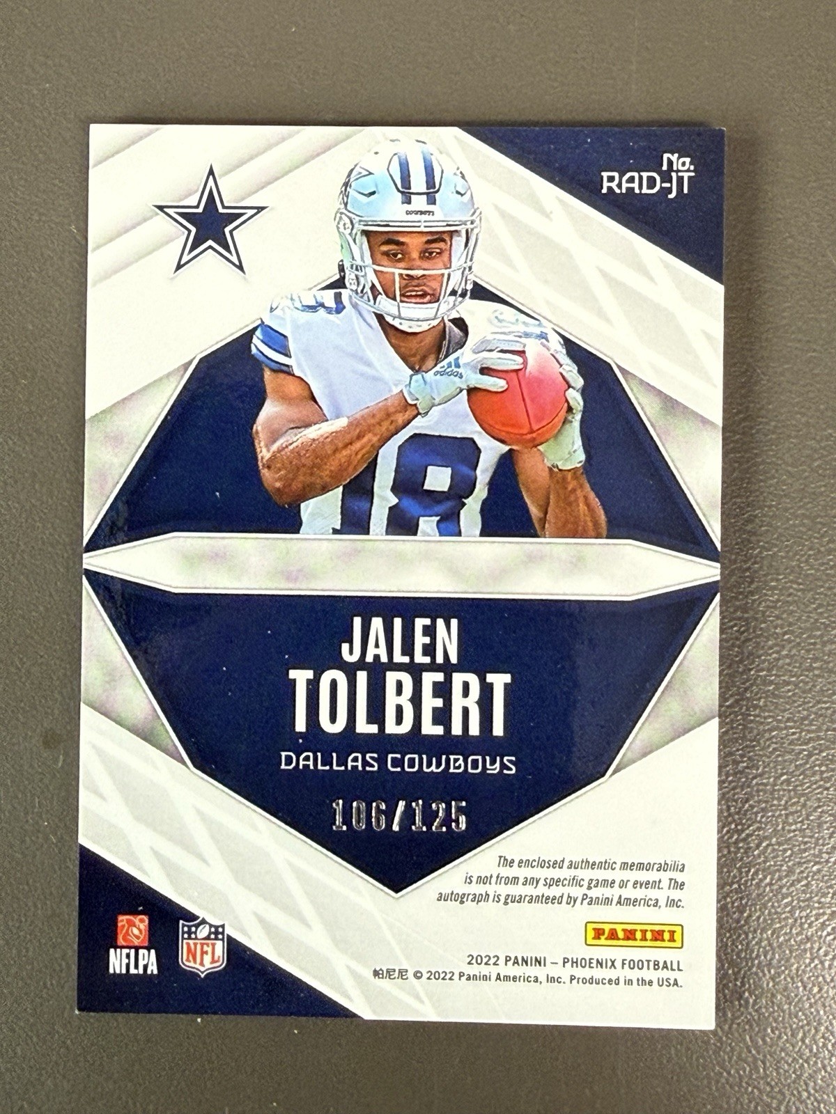 2022 Phoenix Jalen Tolbert #RAD-JT RPA /125 Orange RC Dallas