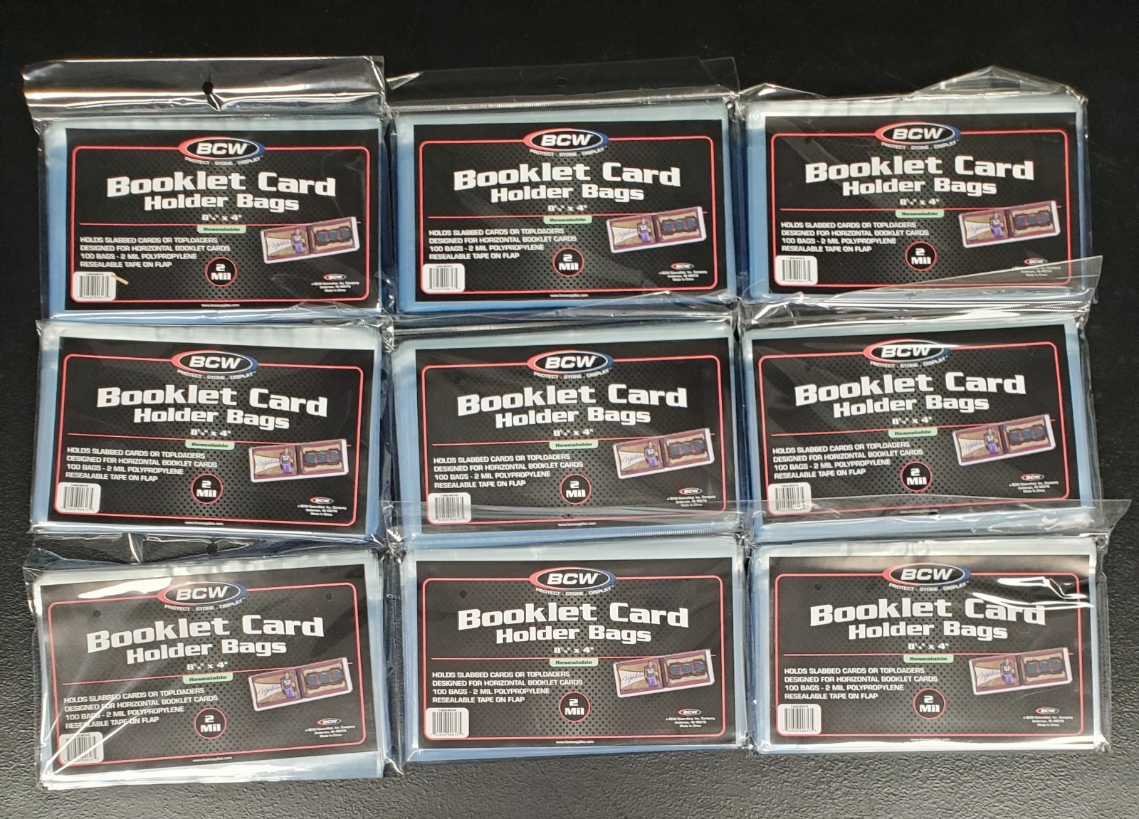 9 packs of 100 BCW Resealable Booklet Card Holder Bags! (900 Total) Free S/H! D