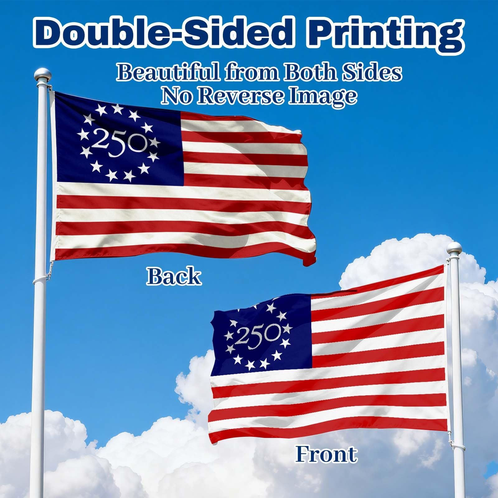 250 Year American Anniversary Flag, 3×5 Ft 3-Layer Double Sided ONFAON