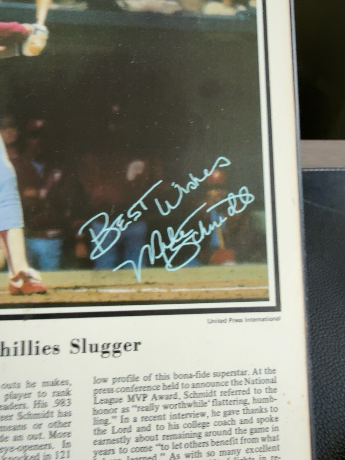 Vintage Mike Schmidt Signed MVP Display Photo Philadelphia Phillies Autograph