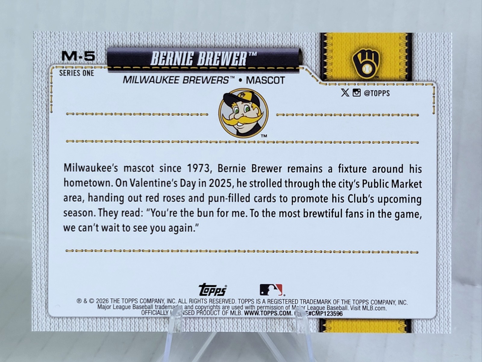 2026 Topps Series 1 Bernie Brewer Mascots Card #M-5 MLB Milwaukee Brewers