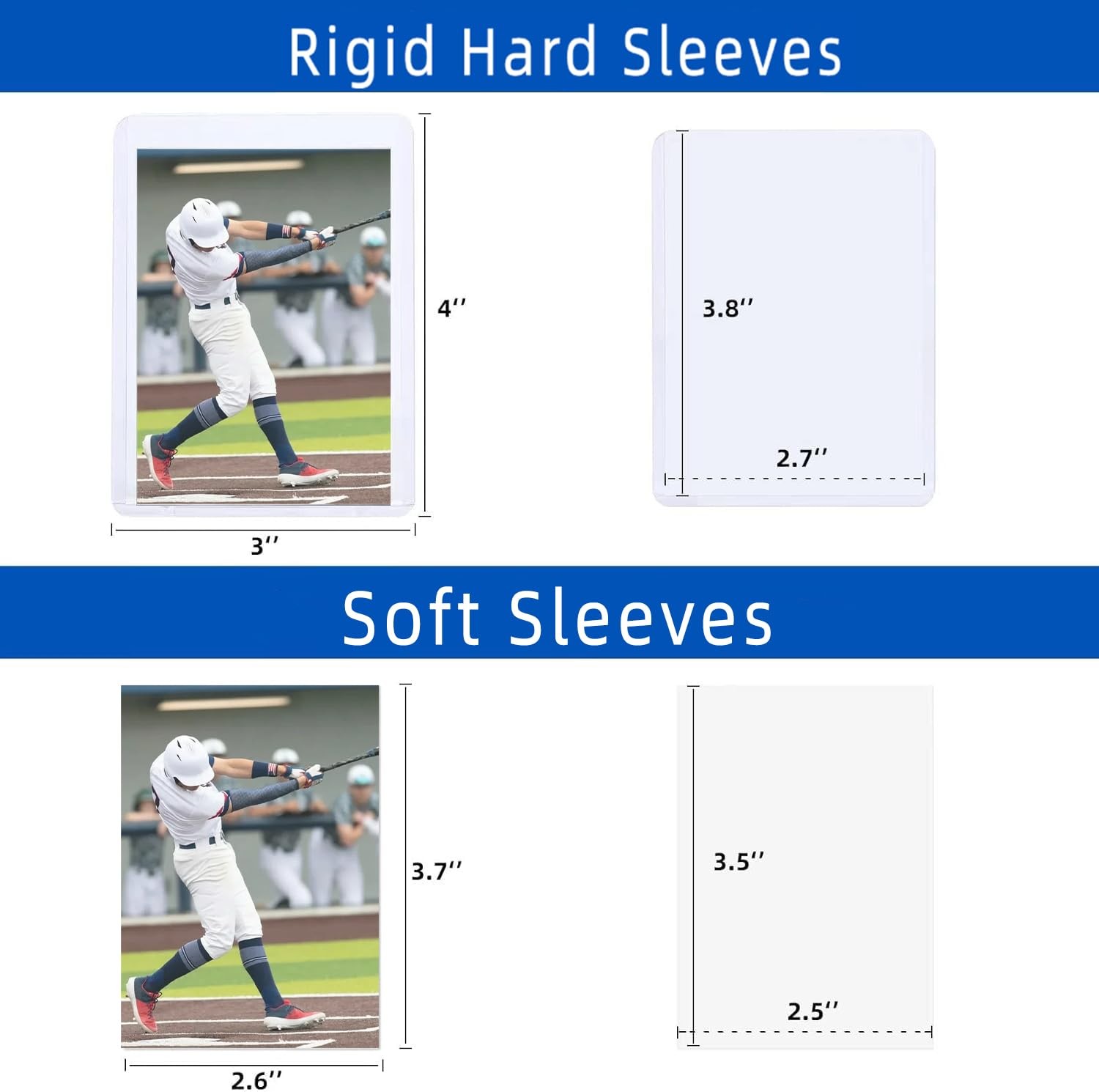 2000 Pack Card Sleeves Hard Plastic, Arjiekwei 3″X4″ Baseball Cards Protector…