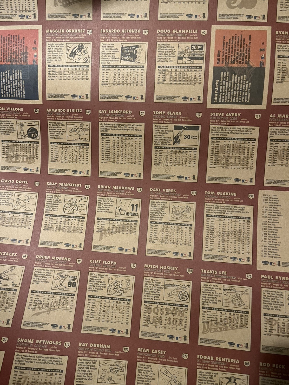 2000 FLEER TRADITION Baseball Cards UNCUT SHEET – SEE LIST OF STARS BELOW + PICS