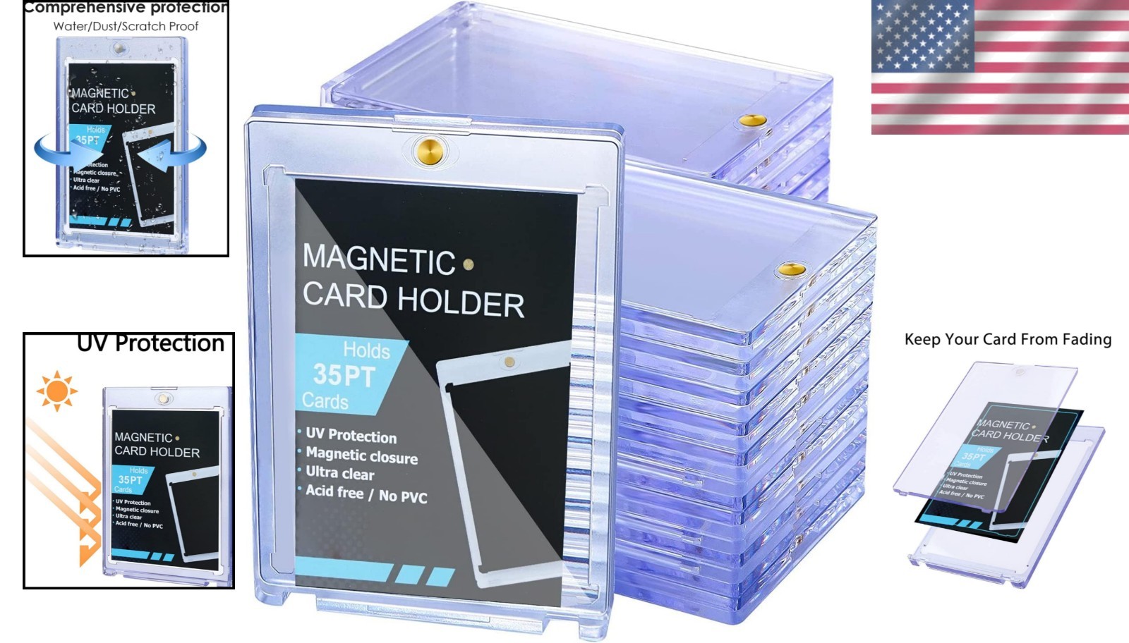 Durable Acrylic Card Holders – 50ct Magnetic Cases for Optimal Card Preservation