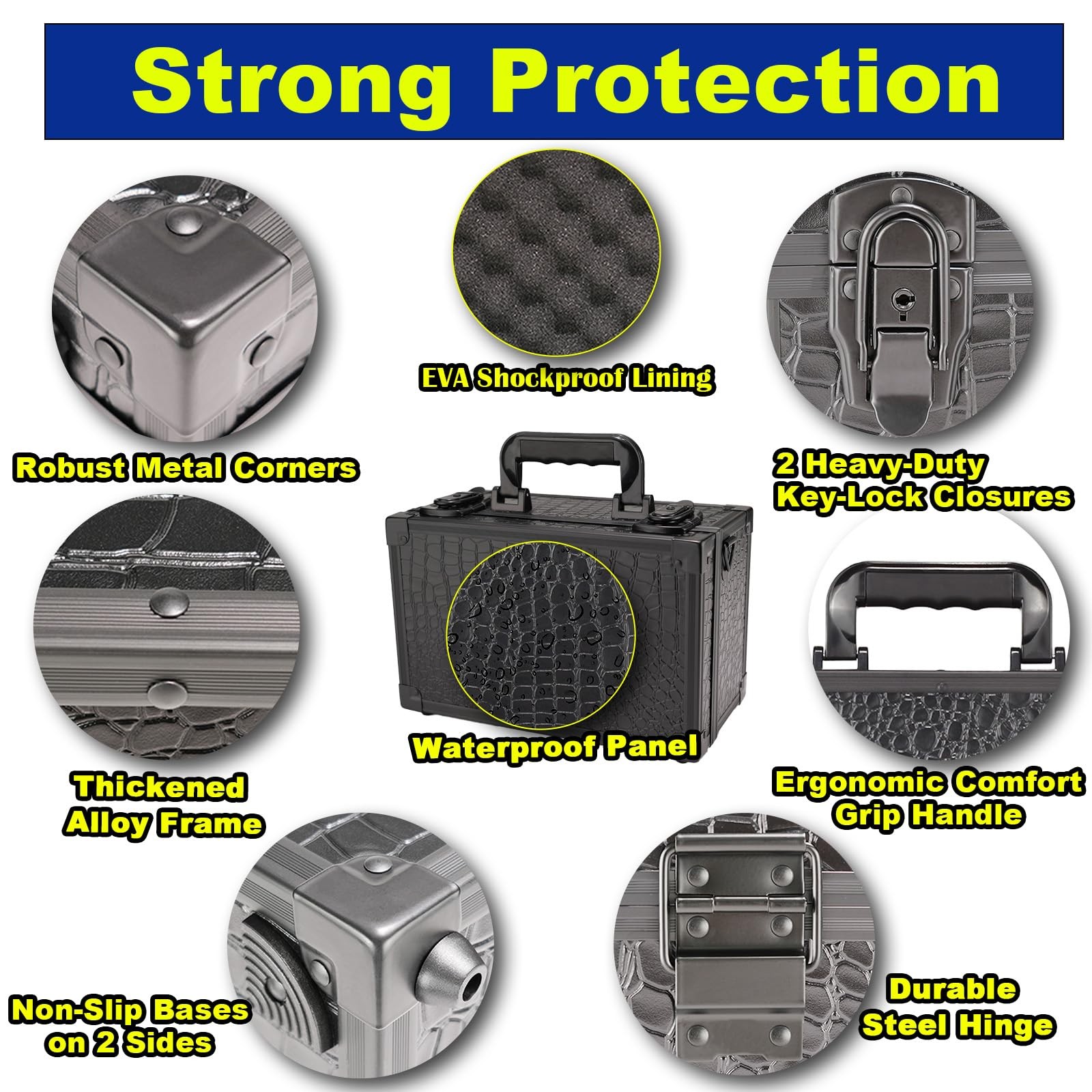Lockable Portable Card Storage Box with Key Lock with Handle and Shoulder Str…