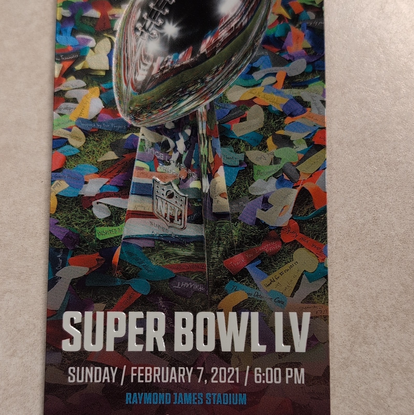 Official Super Bowl LV 2021 Football Ticket Stub Tampa Bay Tom Brady
