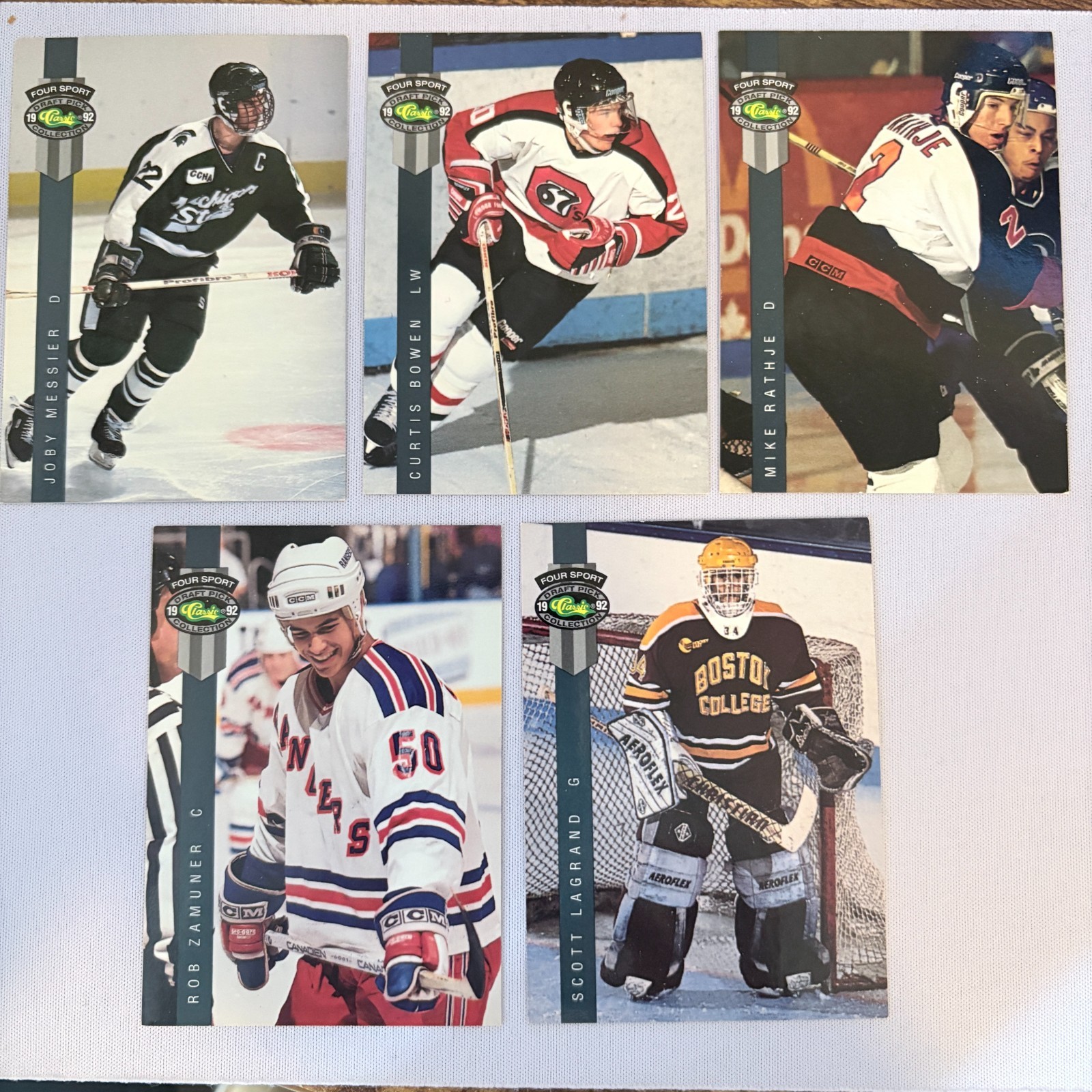 1992 Classic Four Sport Lot of 5 Hockey Cards Lagrand, Rathje, Messier, Zamuner