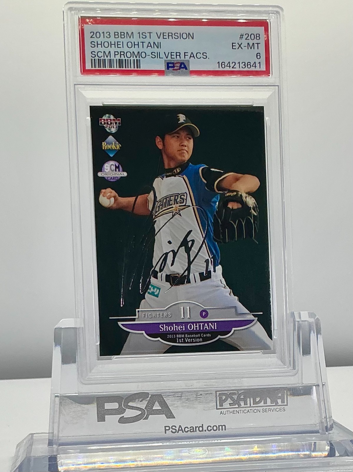 SHOHEI OHTANI 2013BBM 1ST VERSION SCM PROMO-SILVER FACS.#208 PSA6!POP2!(RC)