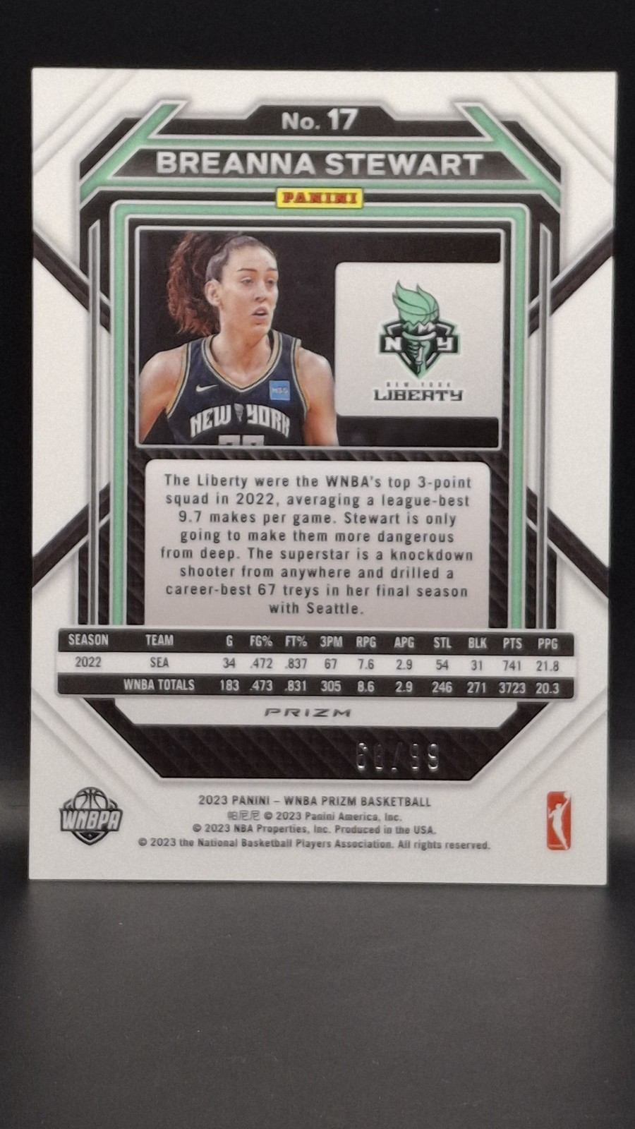 2023 Panini Prizm WNBA Breanna Stewart Orange Prizm #17 Liberty 68/99
