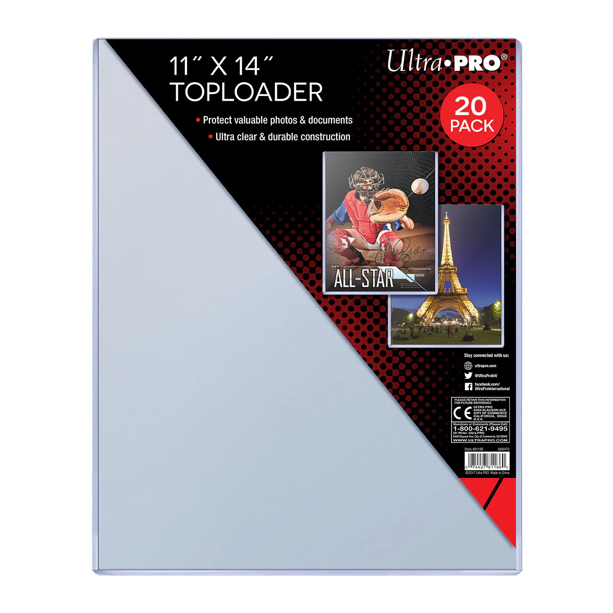 11″ x 14″ Highly Durable Rigid PVC Toploaders (20ct) For Collectible Photos, Pri
