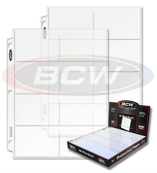 Box of 100 BCW Pro 8 Pocket Trading Card / Coupon Album Pages