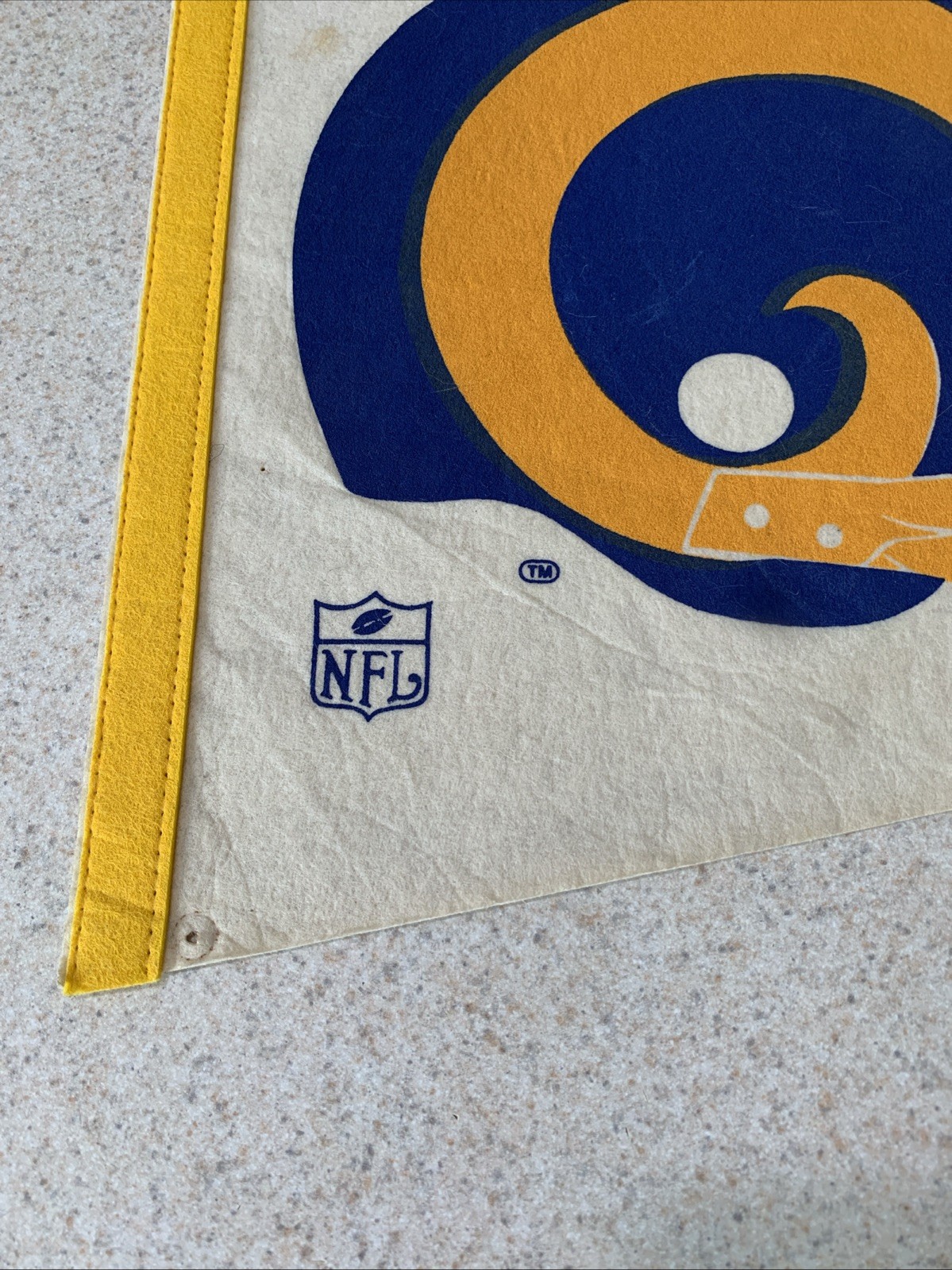 Vintage 1970’s Los Angeles Rams Pennant, Tip Cut When Bought In 80’s (see Pics)