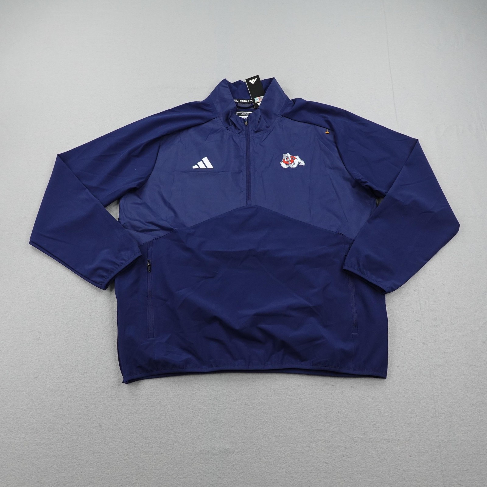 Fresno State Bulldogs Jacket Mens Large Blue Adidas Sideline Woven 1/4 Zip NEW