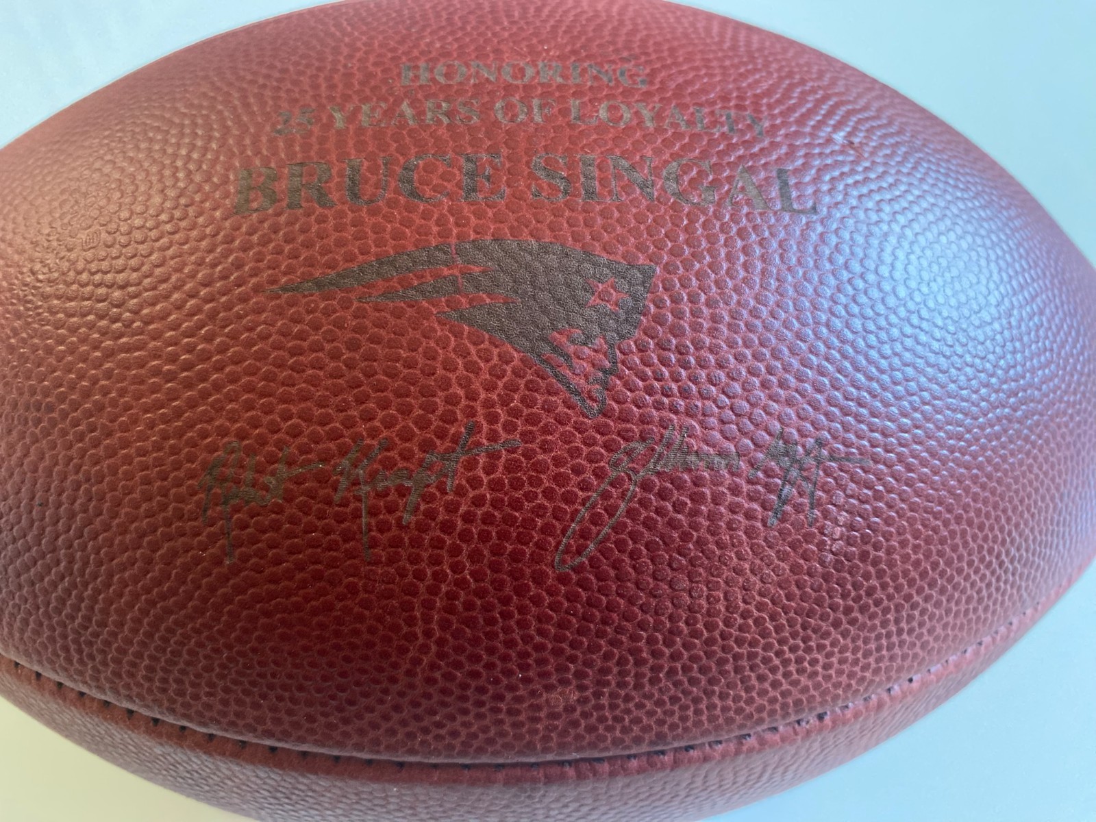 New England Patriots Bruce Singal Commemorative Wilson NFL Football Robert Kraft