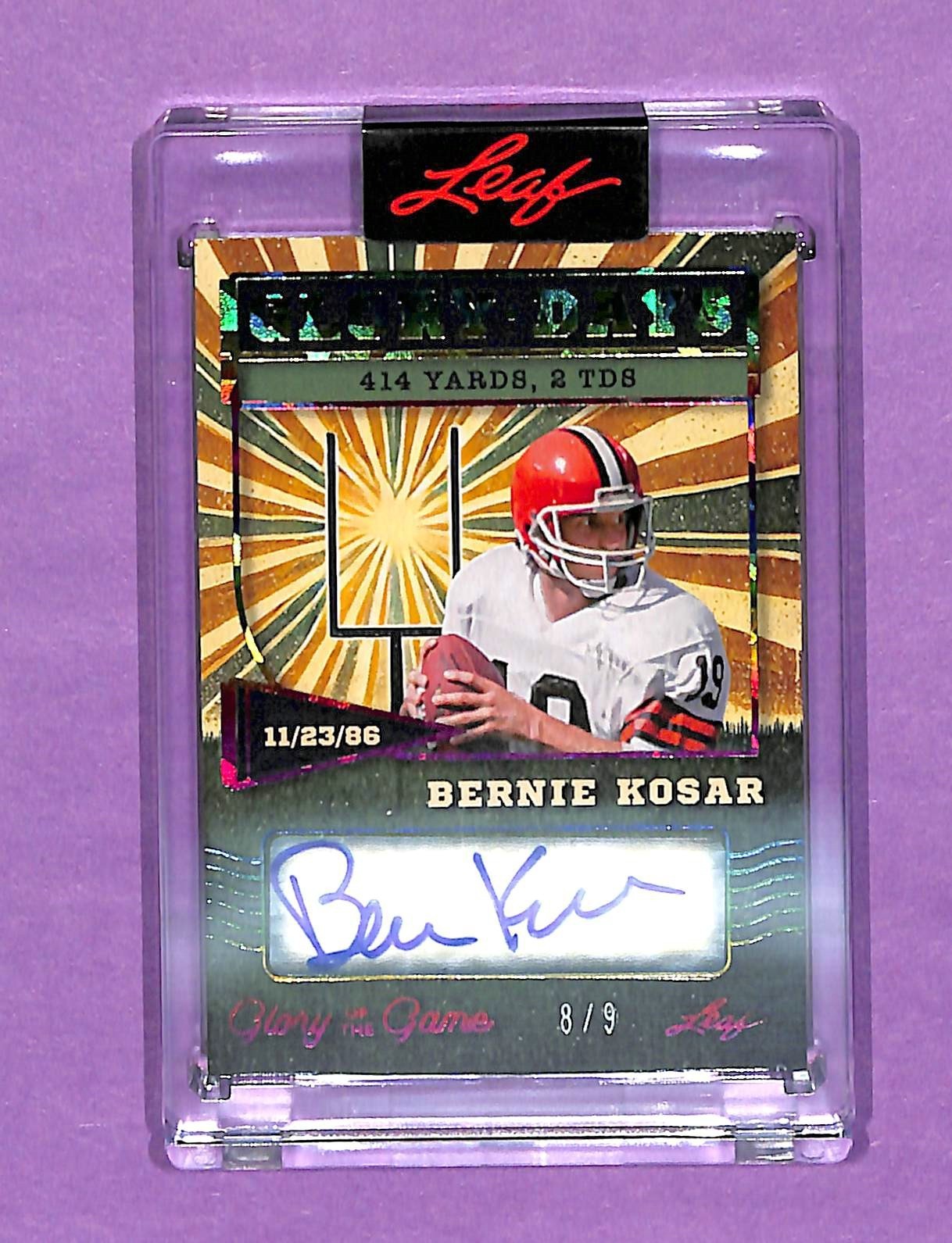 2025 Leaf Glory of the Game Glory Days GD-BK1 Auto Bernie Kosar 8/9