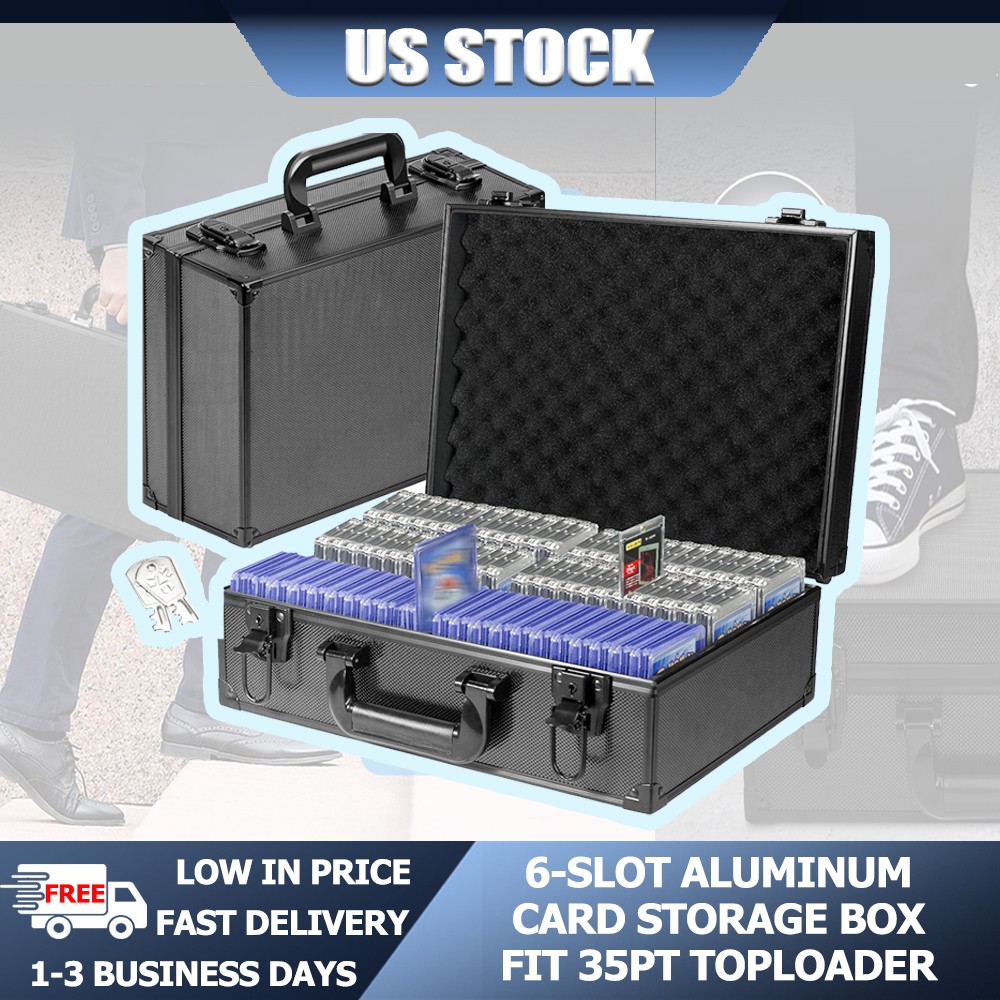 600+ Capacity 3″x4″ 35PT Toploader Box Aluminum Alloy Card Organizer Lockable US