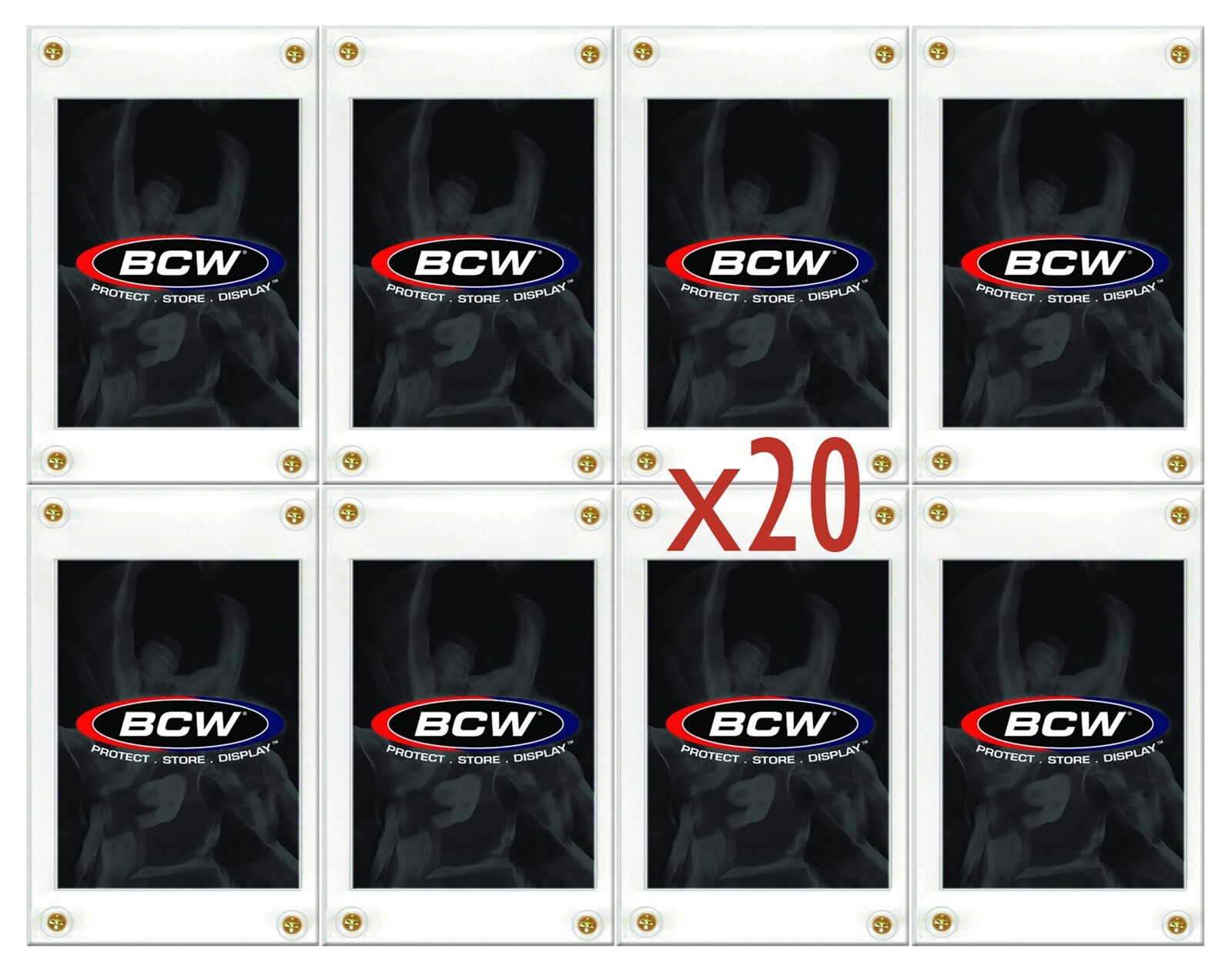 20 BCW 4 Screw Recessed Sport Trading Card Holder Screwdown Display Protector