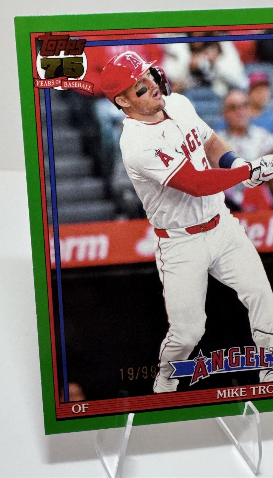 2026 Topps Series 1 Mike Trout #T91-1 Green Border 19/99 Los Angeles Angels