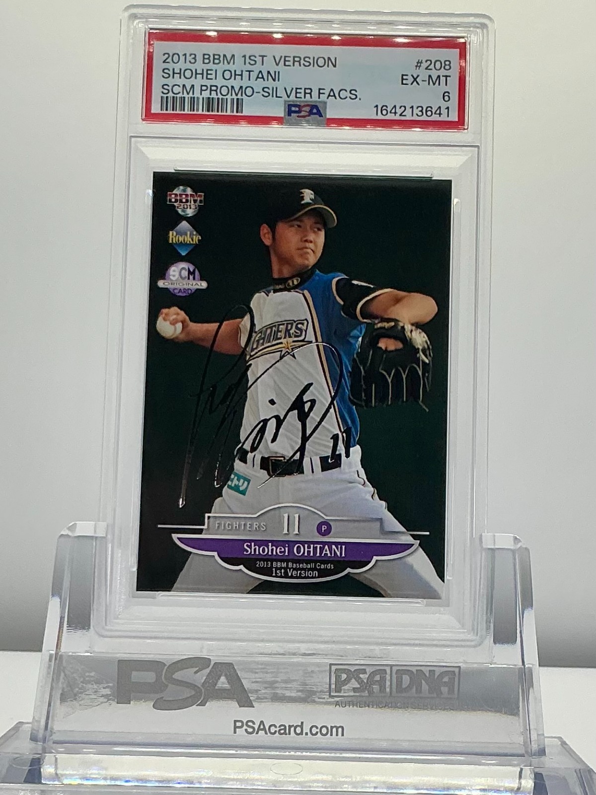 SHOHEI OHTANI 2013BBM 1ST VERSION SCM PROMO-SILVER FACS.#208 PSA6!POP2!(RC)
