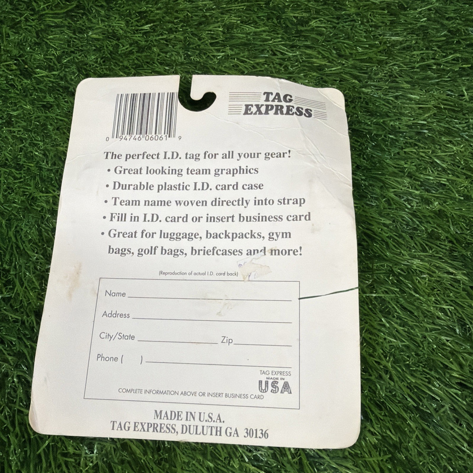 Atlanta Gear Tag Tag Express Plastic 4.5in x 2.5 in Luggage Tag Vintage New