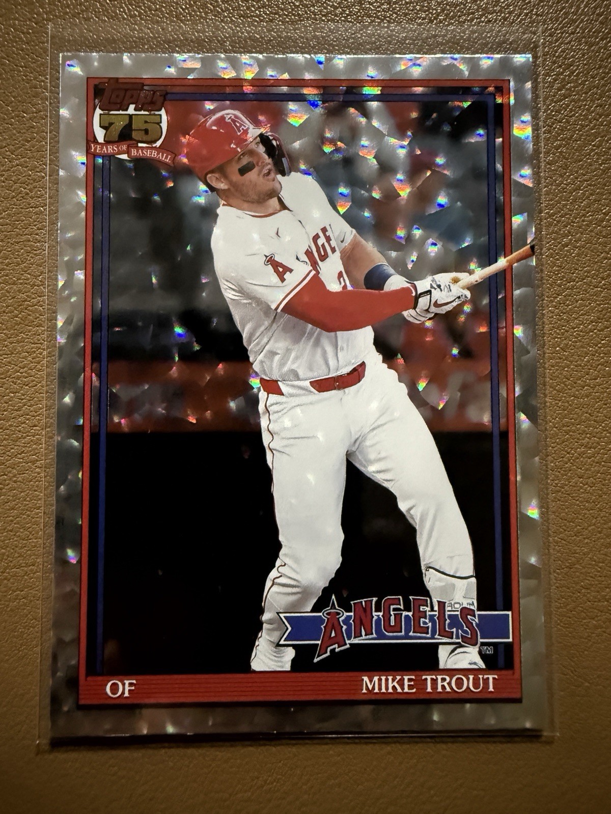 2026 Topps Series 1 Mike Trout Retro 1991 Silver Crackle Foil #T91-1