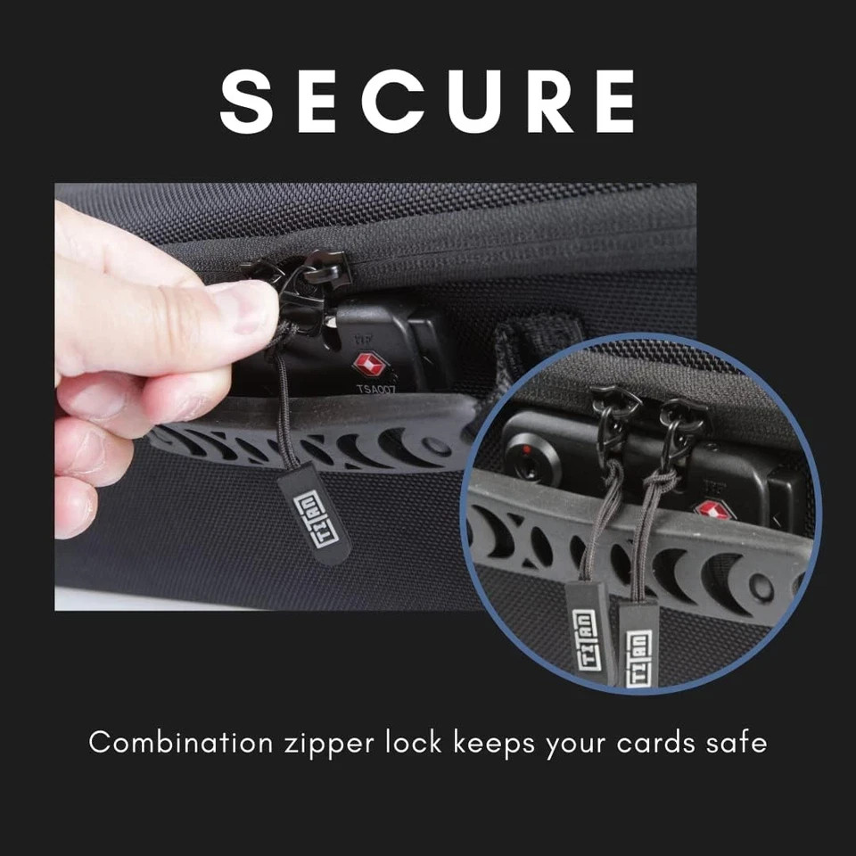 Pro Toploader and One Touch Trading Card Storage Box with Zipper Lock – Sports C