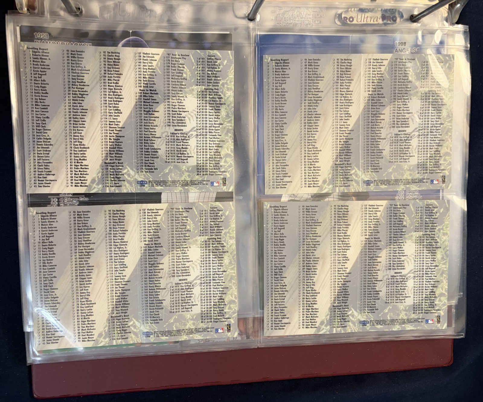 1998 Fleer Sports Illustrated Complete Set + 3 Inserts Sets in Pages & Binder!!!