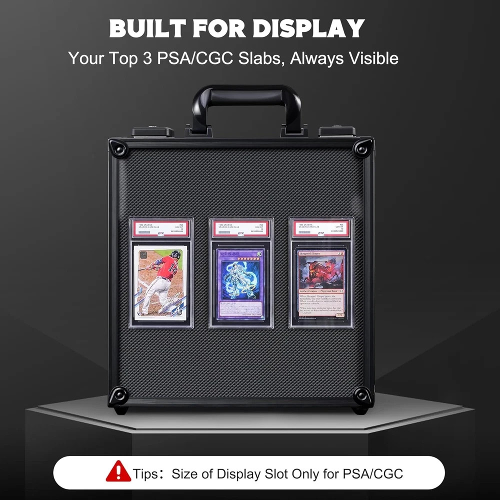 Graded Card Storage Box with Display Window for PSA/CGC Holder, TSA Comb