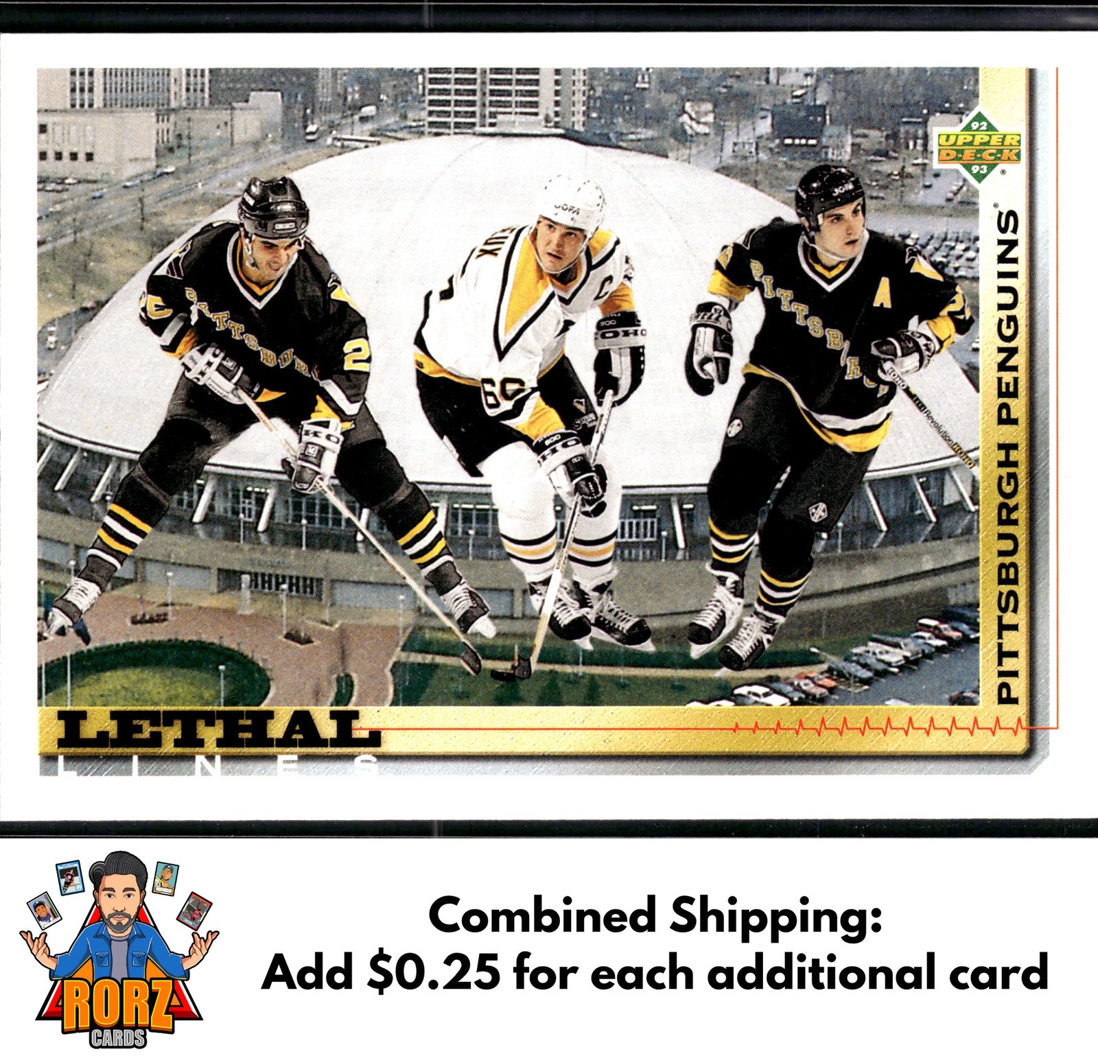 Mario Lemieux / Kevin Stevens / Rick Tocchet 1992-93 Upper Deck #454 Penguins