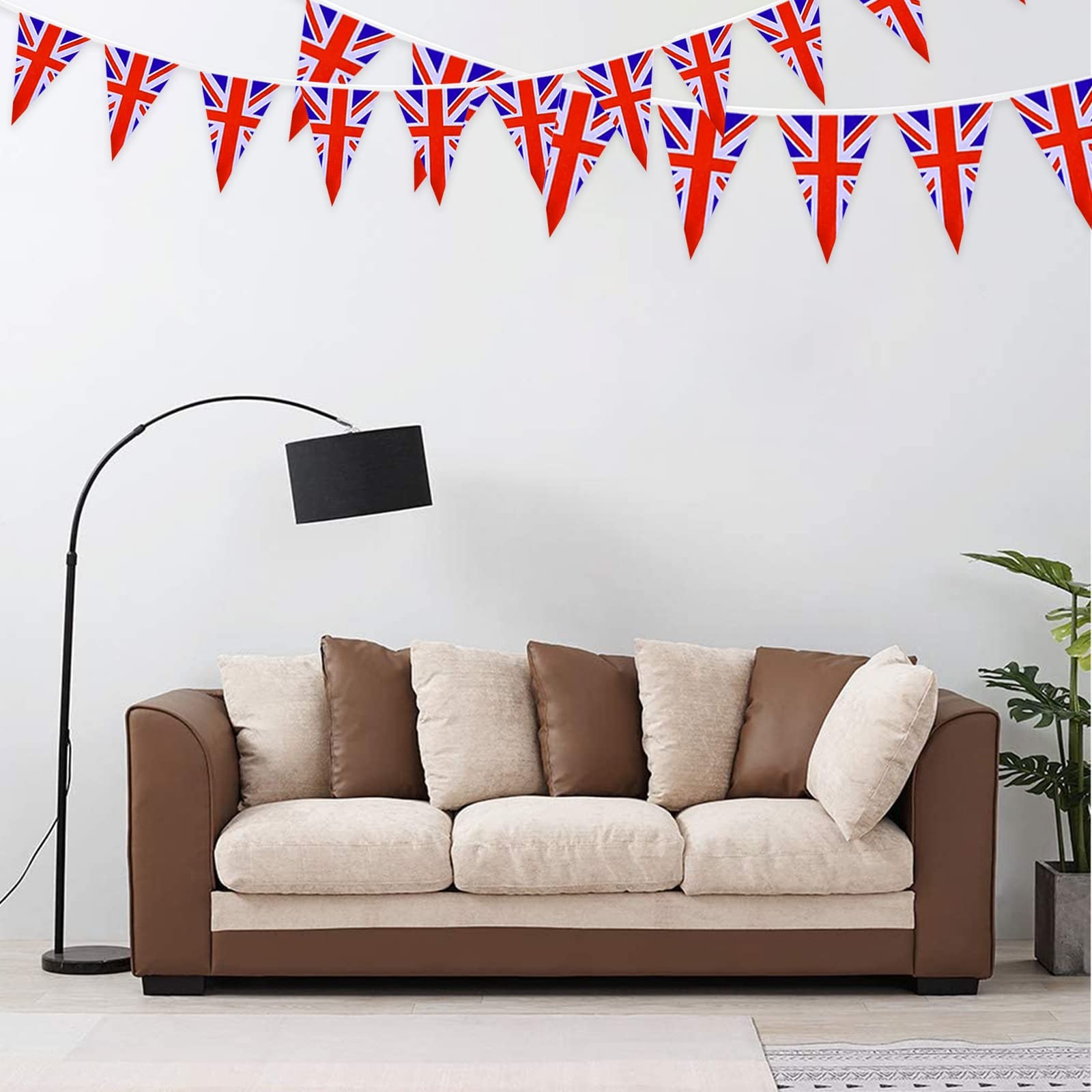 AhfuLife 30 Pcs Union Jack String Pennant 5.51×8.26 in-30 Pcs, UK-Triangular