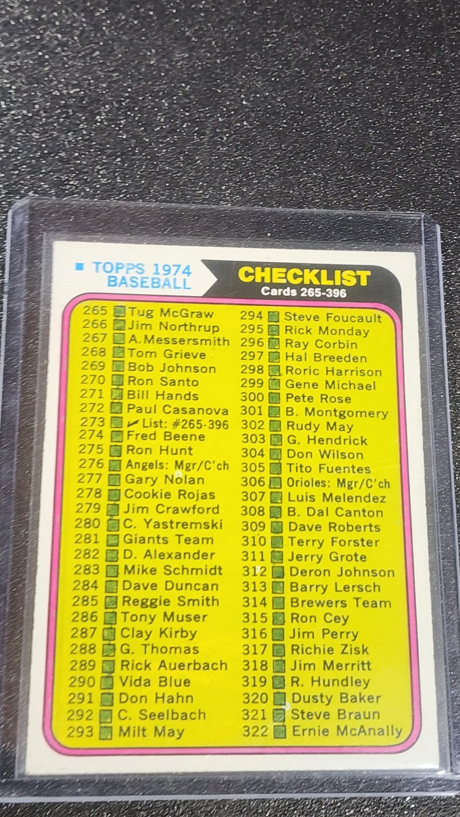 1974 Topps Checklist 273 (Marked)