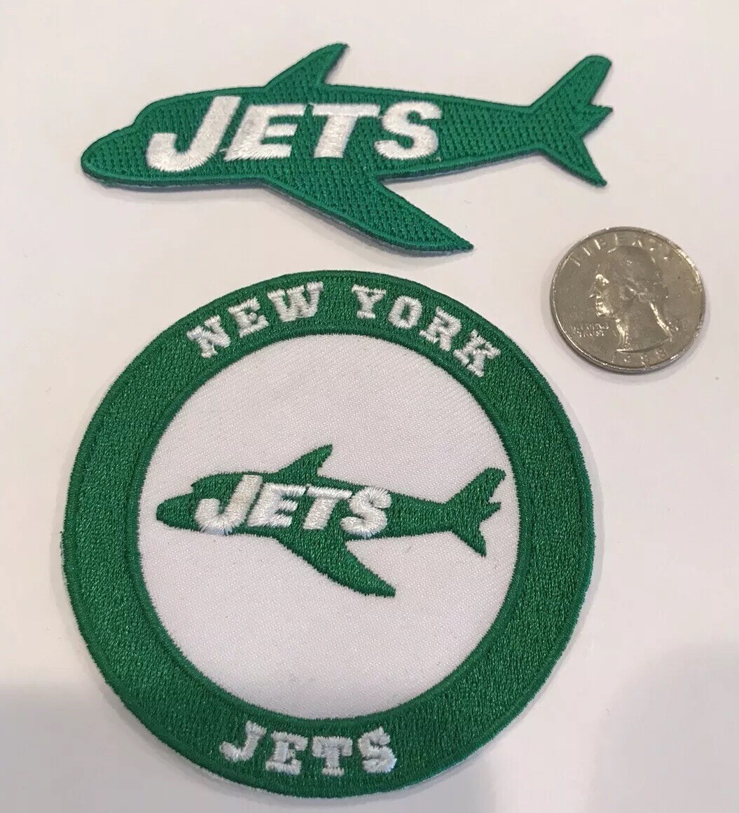 (2)-N.Y. Jets vintage embroidered iron on patches Approx 3 1/2”x 1 1/2” 3”x 3”