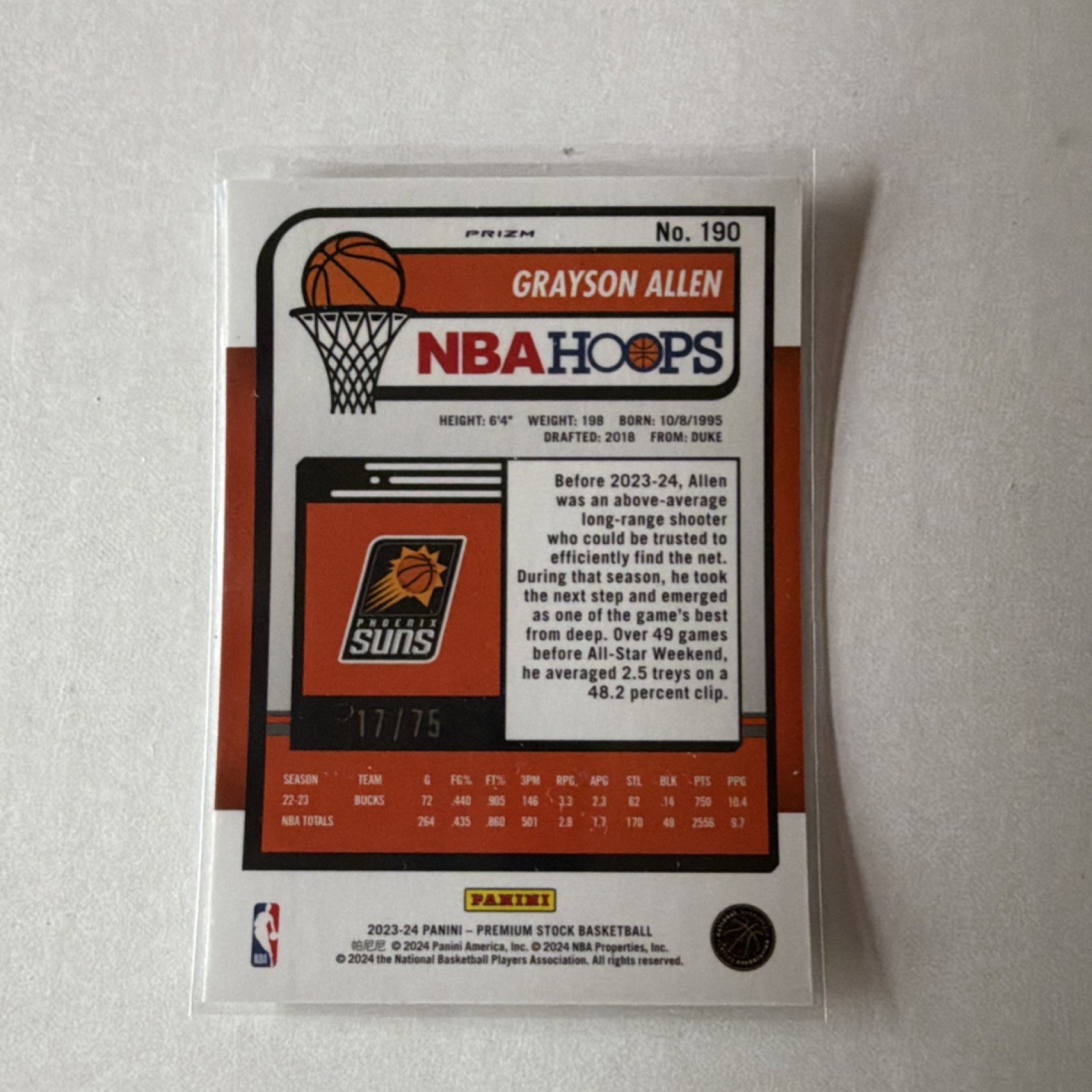 Panini 2023-24 NBA Hoops Premium (white seismic prizm)#190 /75