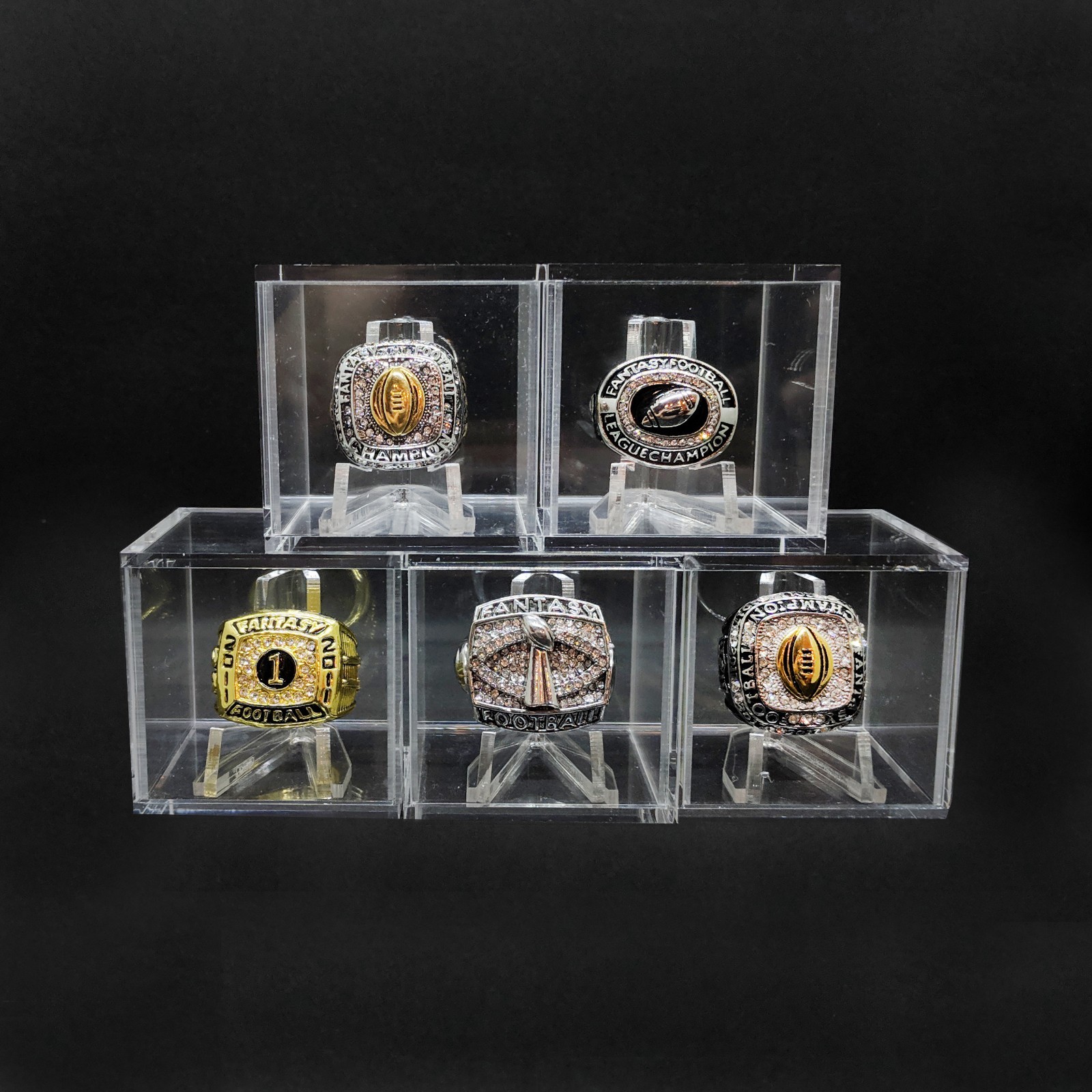 Championship Ring Display Case Box Clear Stand Holder Cube Ring Box Display Case