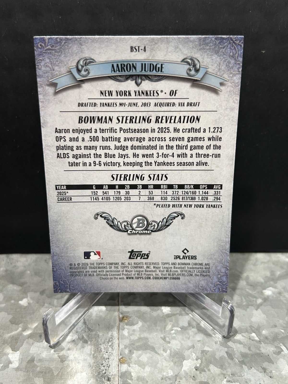 2026 Bowman Sterling Aaron Judge Mojo Refractor BST-4🔥🔥📈