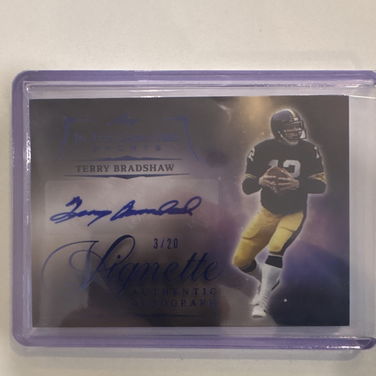 Leaf 2025 In The Game Used Terry Bradshaw Vignette Autograph #V-TB1 /20 Steelers