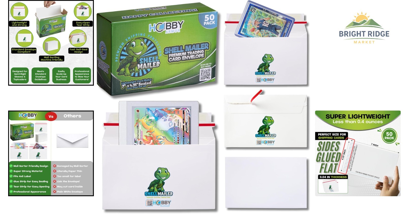 Everyday Mailing Trading Card Envelopes, 50 Pack Lightweight Cardboard Mailers