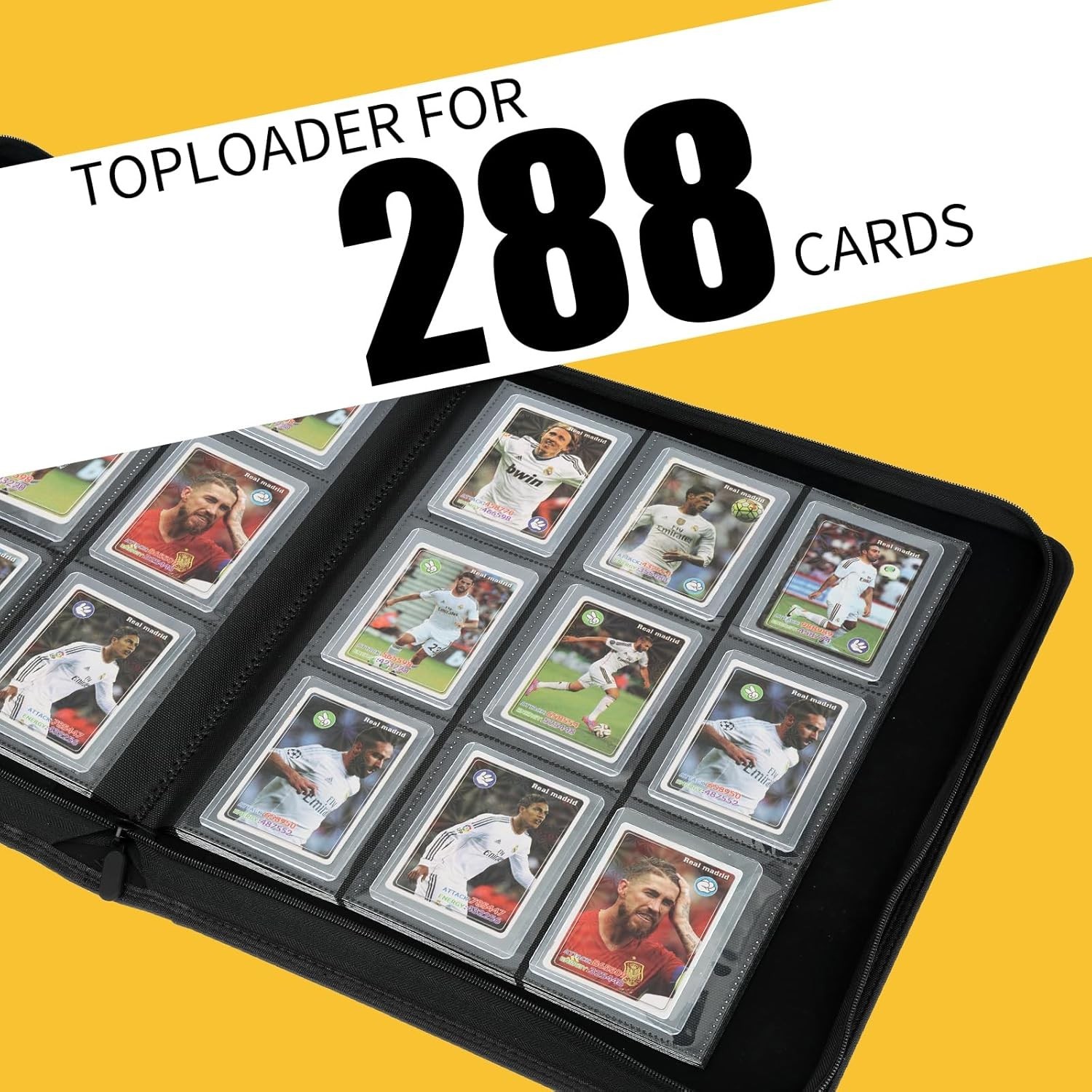 Toploader Binder,Toploader Hard Cases, 9-Pocket Pages Sleeves Hold up 288 Car…
