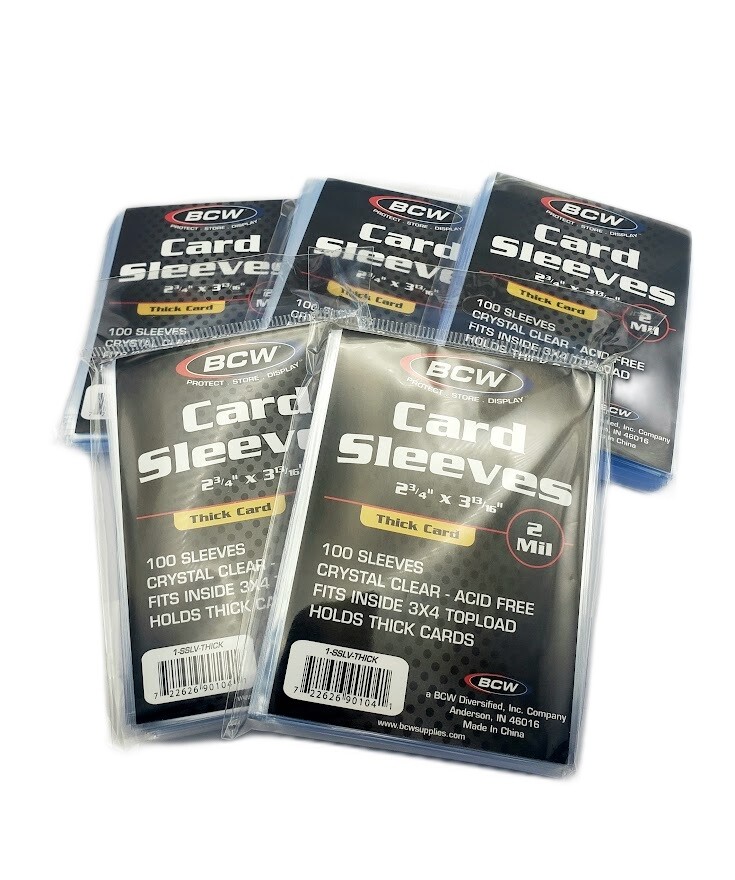 (500) BCW Thick Trading Card Sleeves (5 Packs) For Extra Thick Sports Cards