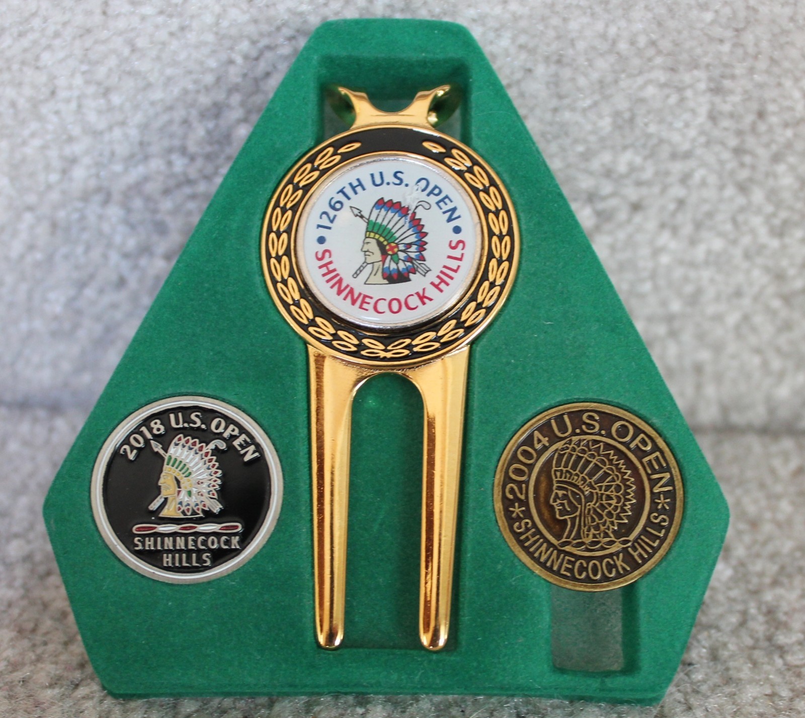 2026 US OPEN SHINNECOCK HILLS 3 Golf Ball Marker Divot Tool 2004 2018 GOLD SET