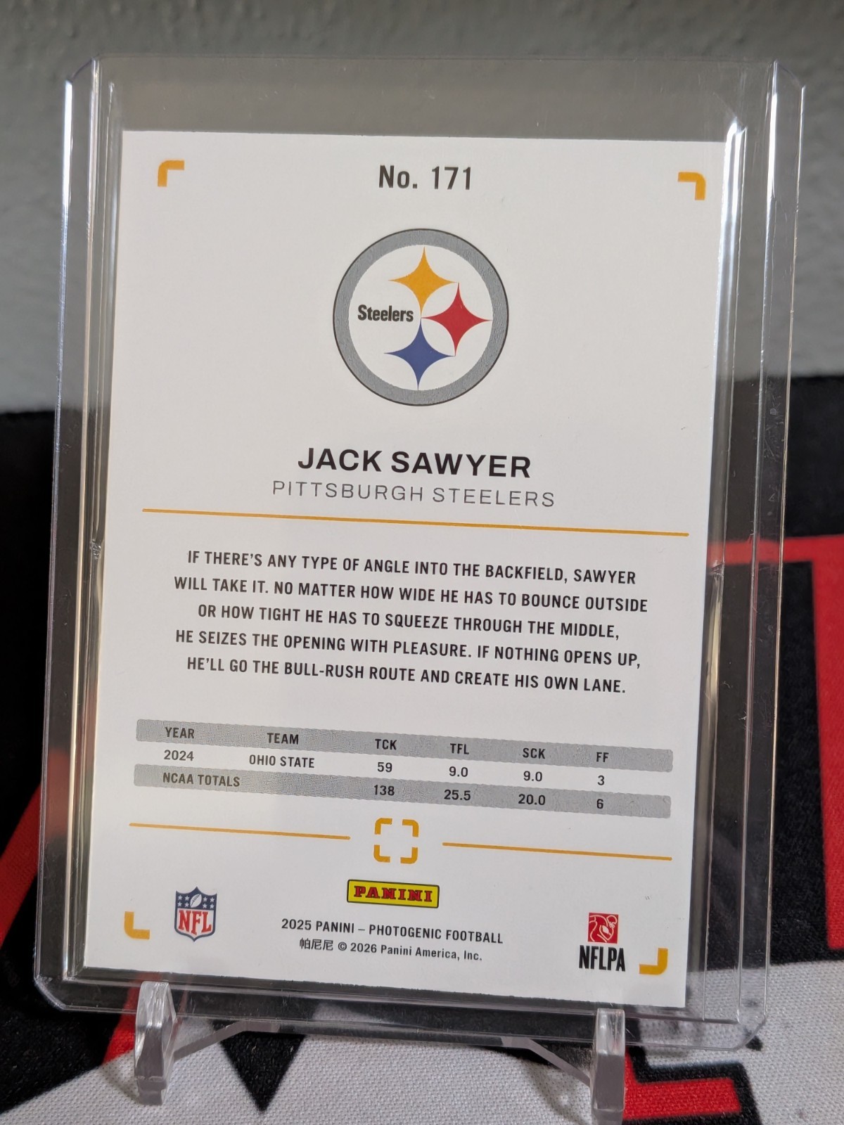 2025 Panini Photogenic Rookies Purple /99 Jack Sawyer #171 – Steelers