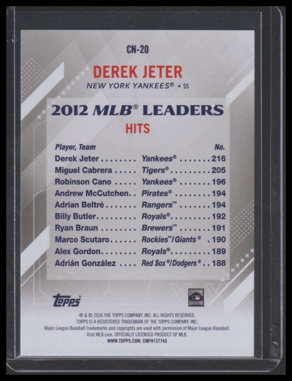 2026 Topps #CN-20 Derek Jeter Crooked Numbers